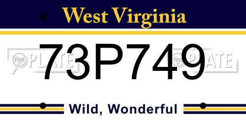 73P749 West Virginia License Plate