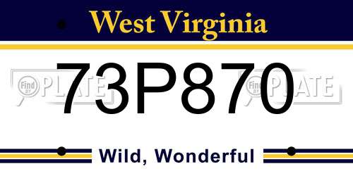 73P870 West Virginia License Plate