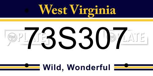 73S307 West Virginia License Plate