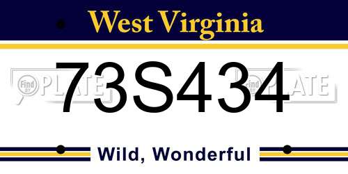 73S434 West Virginia License Plate