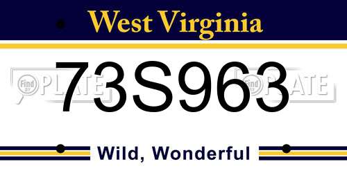 73S963 West Virginia License Plate