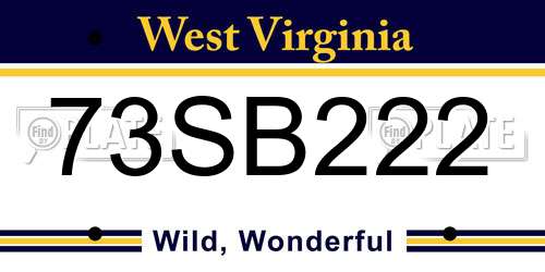 73SB222 West Virginia License Plate