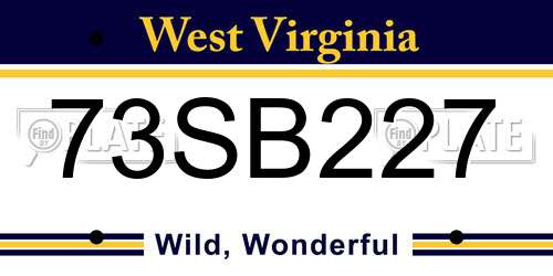 73SB227 West Virginia License Plate