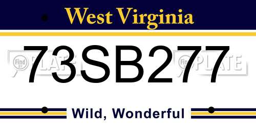 73SB277 West Virginia License Plate