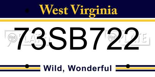 73SB722 West Virginia License Plate