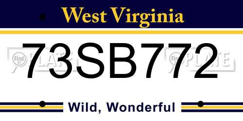 73SB772 West Virginia License Plate