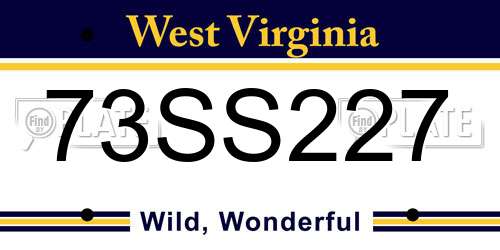 73SS227 West Virginia License Plate