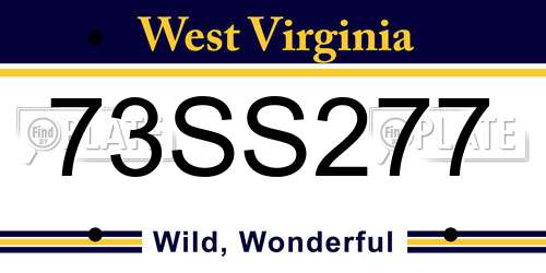 73SS277 West Virginia License Plate