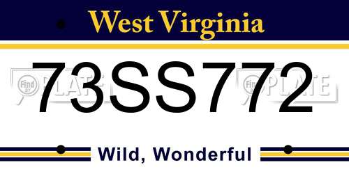 73SS772 West Virginia License Plate
