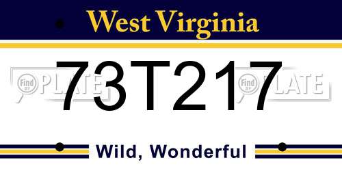 73T217 West Virginia License Plate