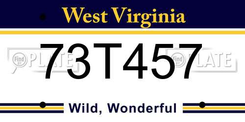 73T457 West Virginia License Plate