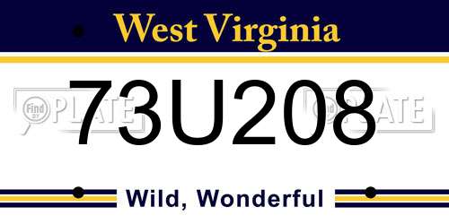 73U208 West Virginia License Plate