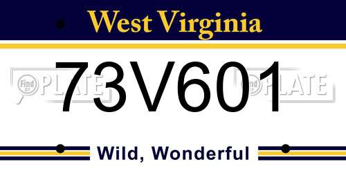 73V601 West Virginia License Plate
