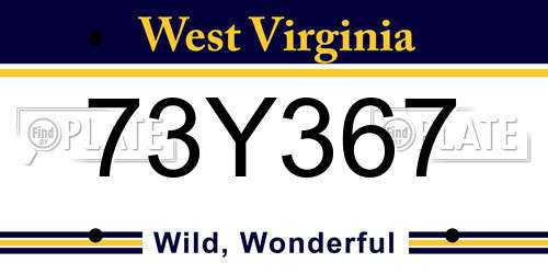 73Y367 West Virginia License Plate