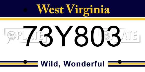 73Y803 West Virginia License Plate