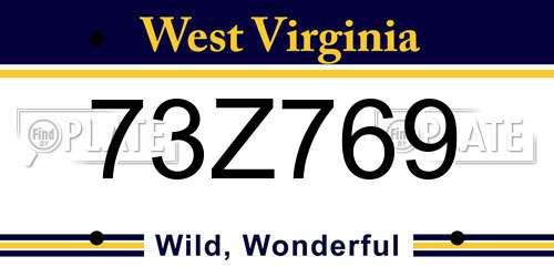 73Z769 West Virginia License Plate
