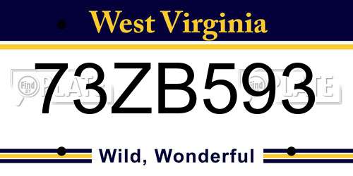 73ZB593 West Virginia License Plate