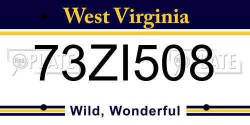 73ZI508 West Virginia License Plate