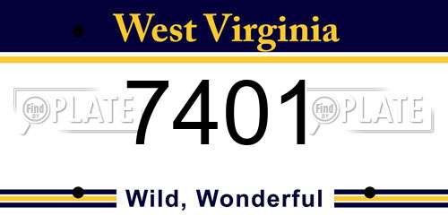 7401 West Virginia License Plate