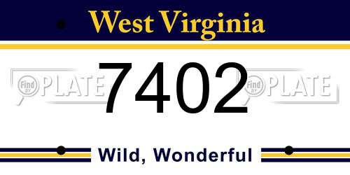 7402 West Virginia License Plate