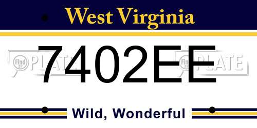 7402EE West Virginia License Plate