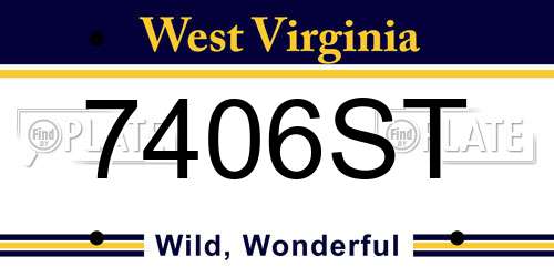 7406ST West Virginia License Plate