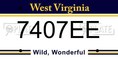 7407EE West Virginia License Plate