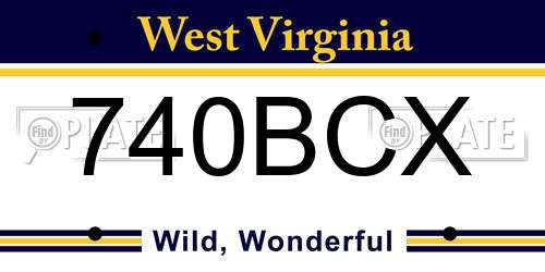 740BCX West Virginia License Plate