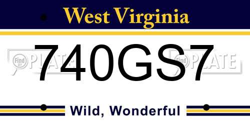 740GS7 West Virginia License Plate