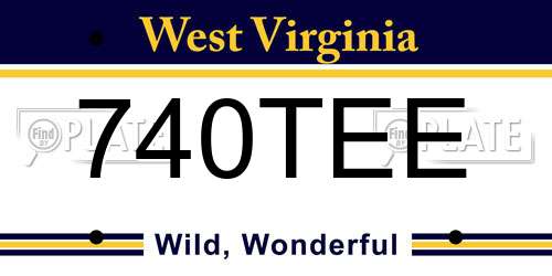 740TEE West Virginia License Plate