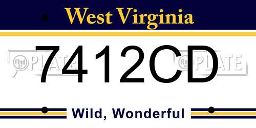 7412CD West Virginia License Plate