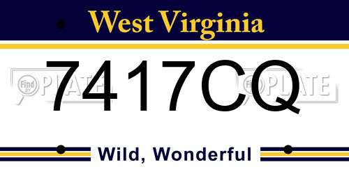 7417CQ West Virginia License Plate