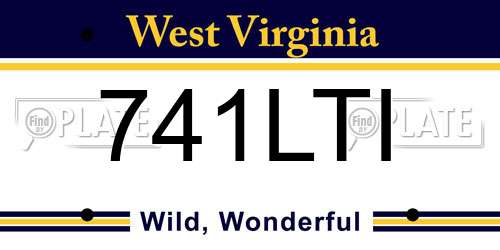 741LTI West Virginia License Plate