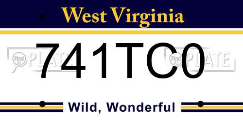 741TC0 West Virginia License Plate