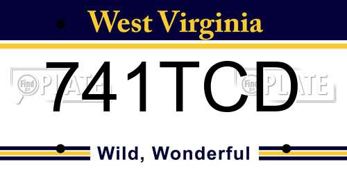 741TCD West Virginia License Plate