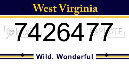 7426477 West Virginia License Plate