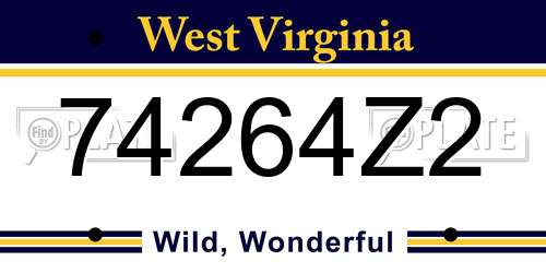 74264Z2 West Virginia License Plate