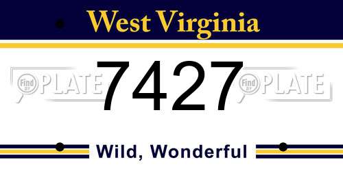 7427 West Virginia License Plate