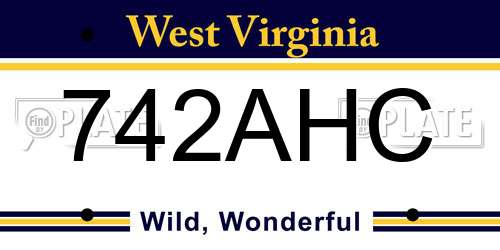 742AHC West Virginia License Plate