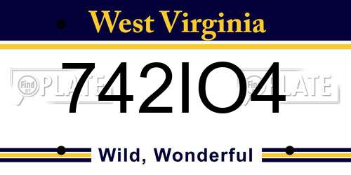 742IO4 West Virginia License Plate