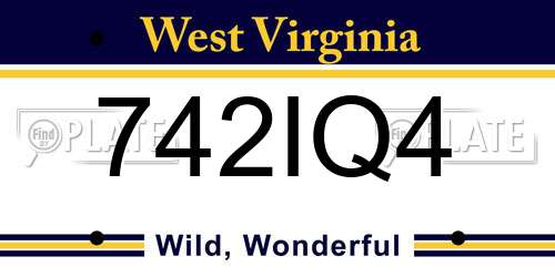 742IQ4 West Virginia License Plate
