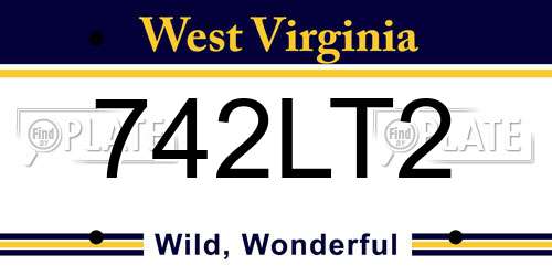 742LT2 West Virginia License Plate