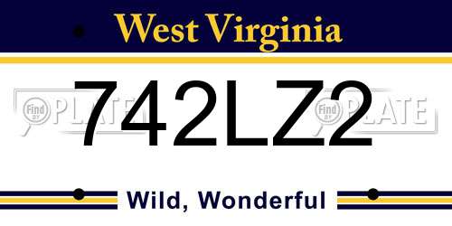 742LZ2 West Virginia License Plate
