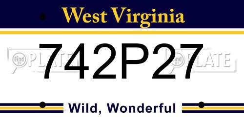 742P27 West Virginia License Plate