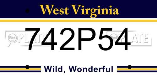 742P54 West Virginia License Plate