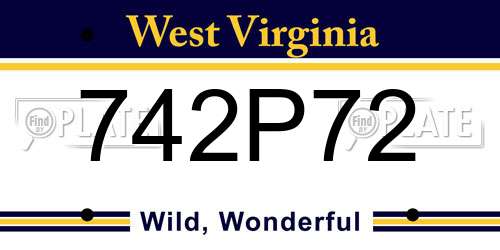 742P72 West Virginia License Plate