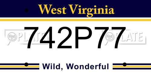 742P77 West Virginia License Plate