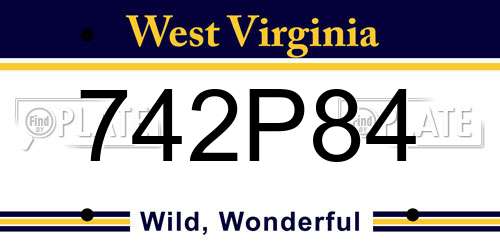 742P84 West Virginia License Plate