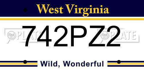 742PZ2 West Virginia License Plate