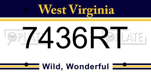 7436RT West Virginia License Plate